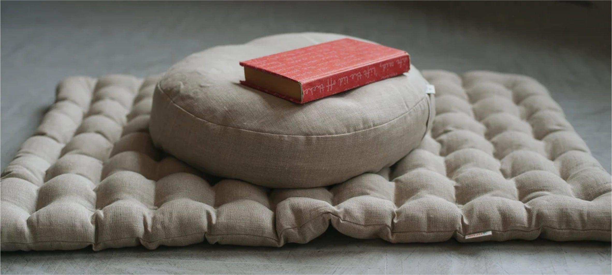 Clearance Depot - NEW Reehut Zafu Yoga Meditation Bolster Pillow Cushion  Round Cotton or Hemp - Organic Buckwheat Filled 12