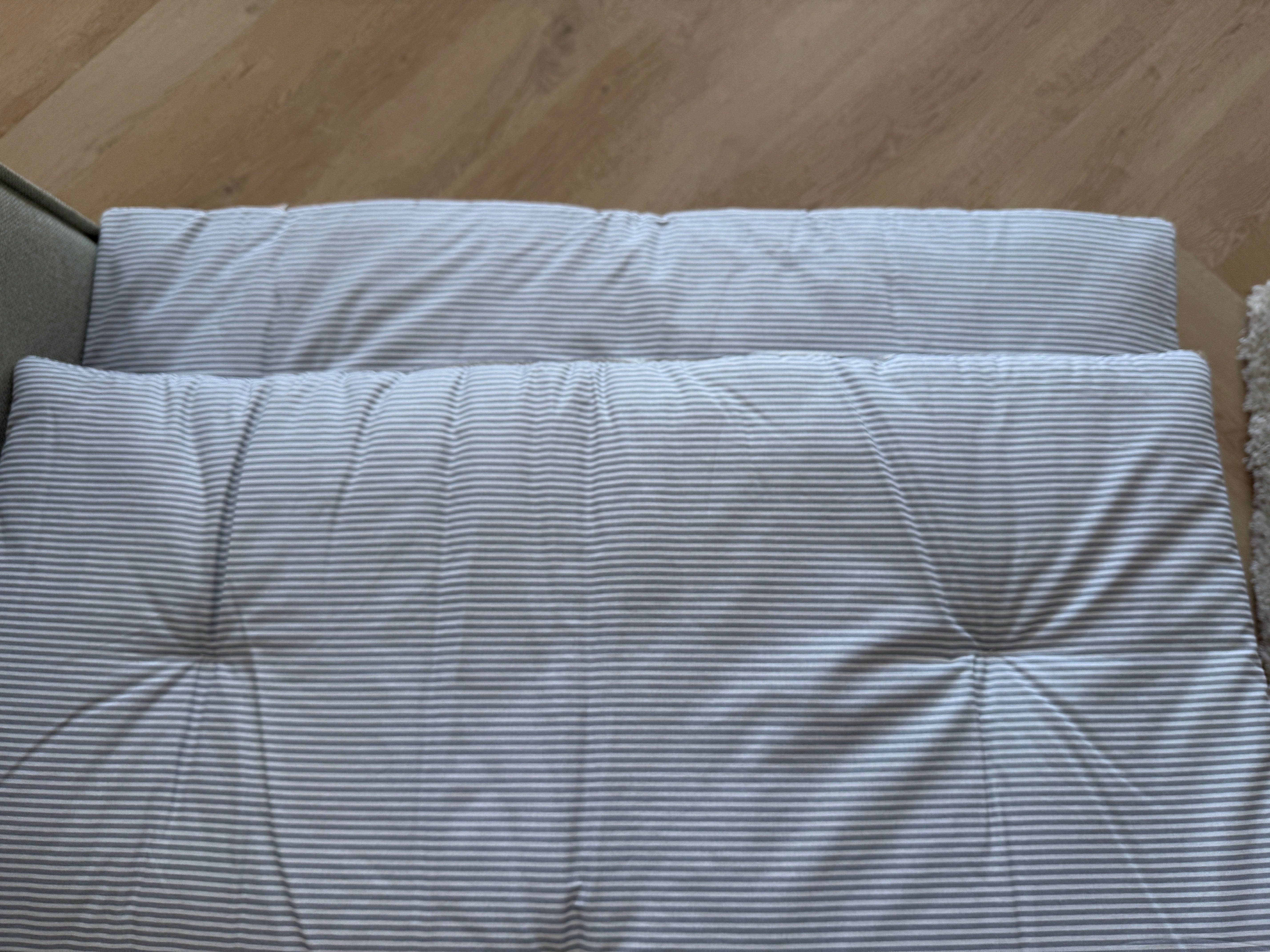 33.5" x 45" (85 x 115 cm) Natural Hemp filled Sofa Protector in cotton Stripe fabric with two tassels