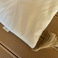 29"x94" (75x240 cm) Unique Hemp filled Washable Furniture Sofa Protector in cotton fabric in beige stripes with two tassels