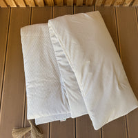 29"x94" (75x240 cm) Unique Hemp filled Washable Furniture Sofa Protector in cotton fabric in beige stripes with two tassels