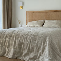 Organic Hemp Linen Quilt Blanket Hemp Fiber Fill, "Country stripes" quilted