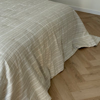 Organic Hemp Linen Quilt Blanket Hemp Fiber Fill, "Country stripes" quilted