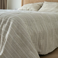 Organic Hemp Linen Quilt Blanket Hemp Fiber Fill, "Country stripes" quilted