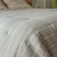 Organic Hemp Linen Quilt Blanket Hemp Fiber Fill, "Country stripes" quilted