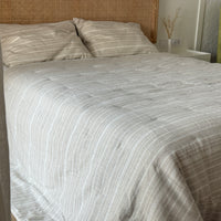 Organic Hemp Linen Quilt Blanket Hemp Fiber Fill, "Country stripes" quilted