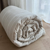 Organic Hemp Linen Quilt Blanket Hemp Fiber Fill, "Country stripes" quilted