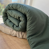 Organic HEMP Linen Comforter 300 gr.m2 Blanket Duvet Insert Linen fabric filled organic Hemp fiber in Forest Green linen Full Twin Queen King Custom Size