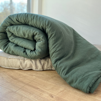 Organic HEMP Linen Comforter 300 gr.m2 Blanket Duvet Insert Linen fabric filled organic Hemp fiber in Forest Green linen Full Twin Queen King Custom Size