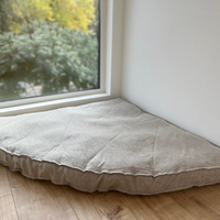Hemp Reading nook cushion with removable cover Hemp fiber filler in cotton fabric with linen light pink cover/Floor cushion custom made size