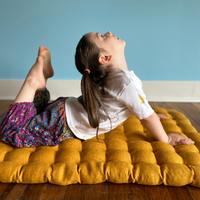 Kids Zabuton Mat Linen Floor Cushion with Buckwheat hulls 23"x35"/ Meditation cushion for Yoga studio/ Massage Natural Pillow seat