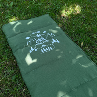 Toddler HEMP Linen Sleeping bag Green "Adventurer" School Nap Mat Kids organic Hemp Fiber Filling in Linen Fabric Blanket Hand Made