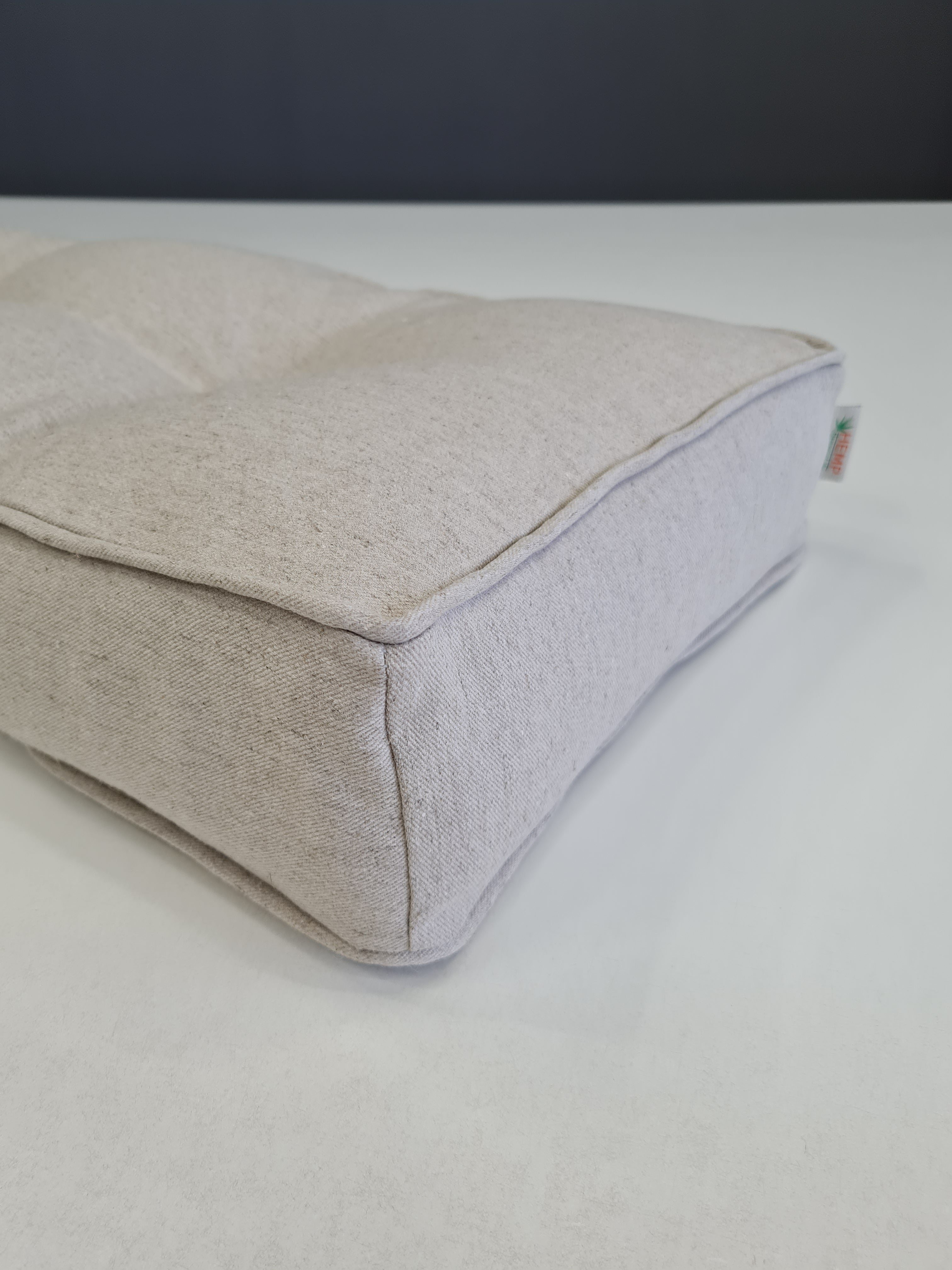Hemp Custom made Window Mudroom Floor bench cushion with a lace filled organic hemp fiber in natural non-dyed linen fabric unique