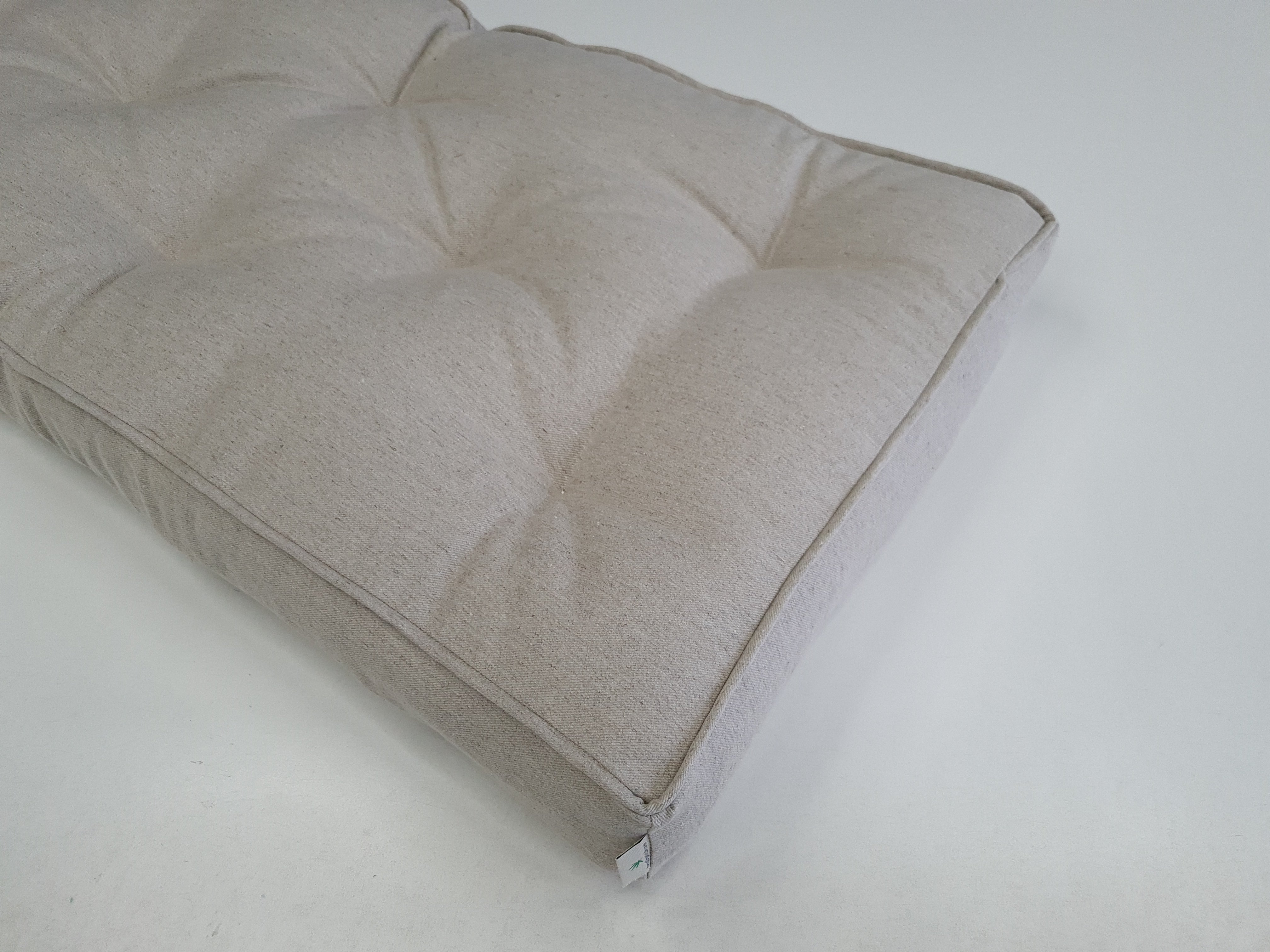 Hemp Custom made Window Mudroom Floor bench cushion with a lace filled organic hemp fiber in natural non-dyed linen fabric unique