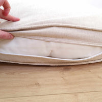 Hemp Custom made Window Mudroom Floor bench cushion with removable linen cover, with a lace, without stitches filled organic hemp fiber in natural non-dyed cotton fabric