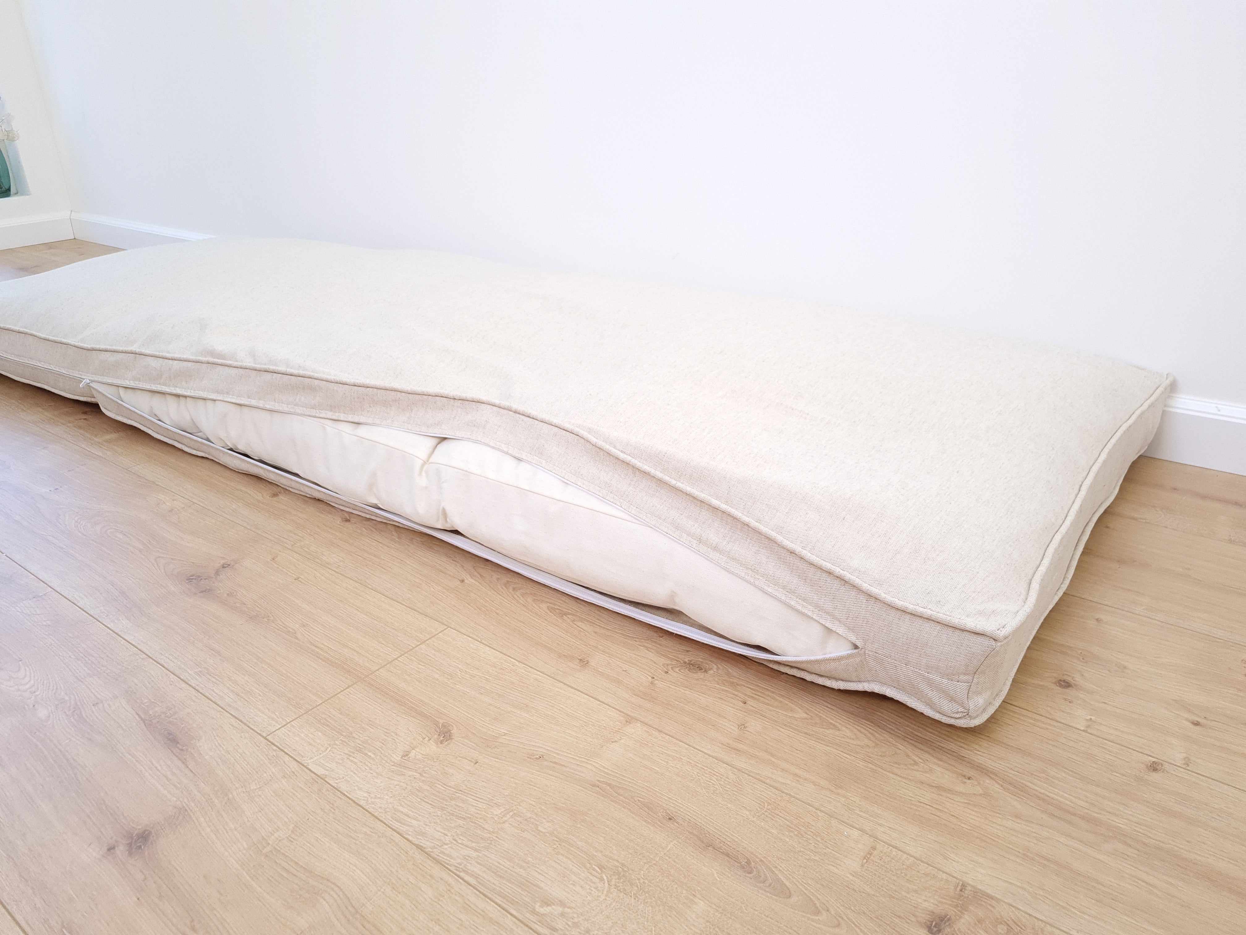 Special listing for R. three hemp cushions with covers in natural beige linen fabric