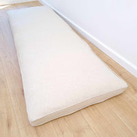 Hemp Custom made Window Mudroom Floor bench cushion with removable linen cover, with a lace, without stitches filled organic hemp fiber in natural non-dyed cotton fabric