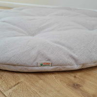 Hemp Linen 1" (2.5 cm) thick Round Play Mat Filled HEMP Fiber in non-dyed linen fabric baby crawling & play Mat Activity Tummy time mat