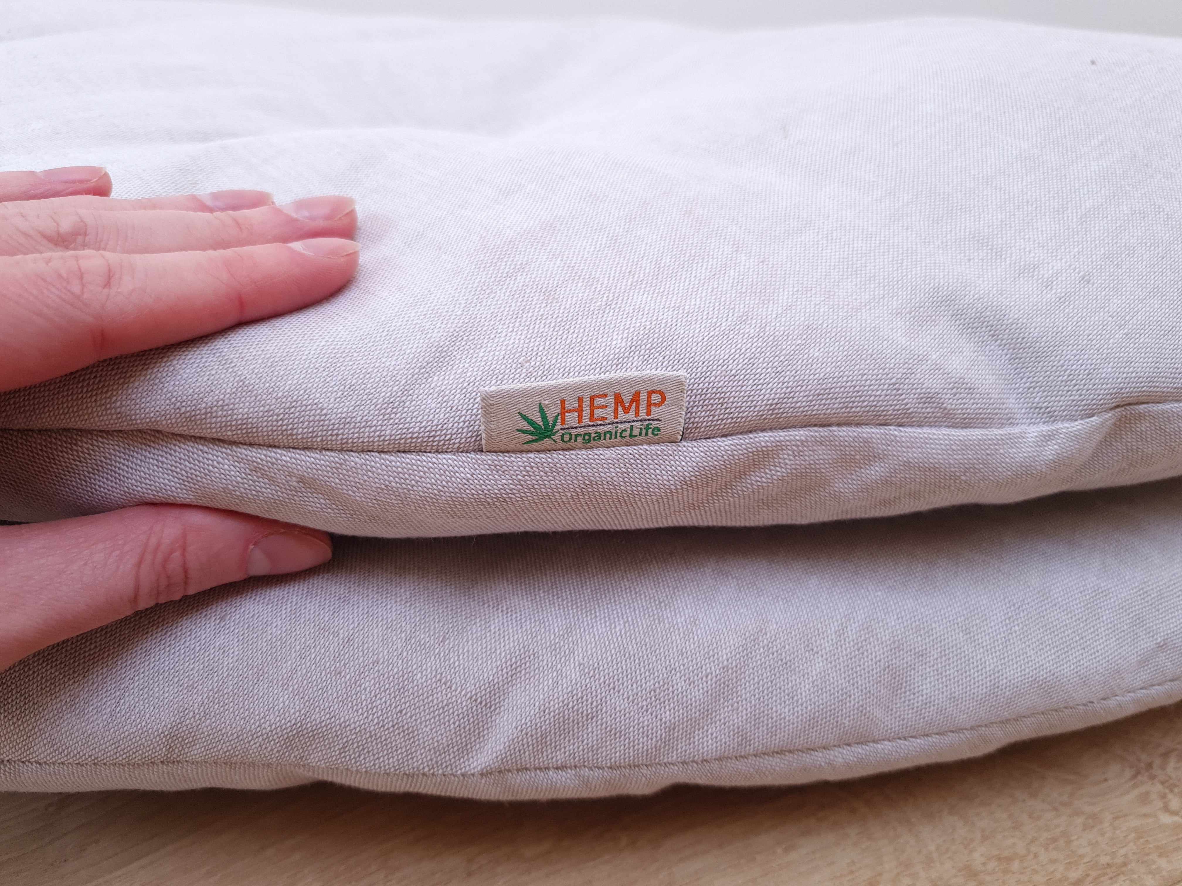 Hemp Linen 1" (2.5 cm) thick Round Play Mat Filled HEMP Fiber in non-dyed linen fabric baby crawling & play Mat Activity Tummy time mat