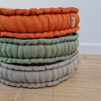 Round Hemp Cushion filled Hemp Fiber in natural Linen fabric organic Floor Chair cushion Meditation pillow custom made size
