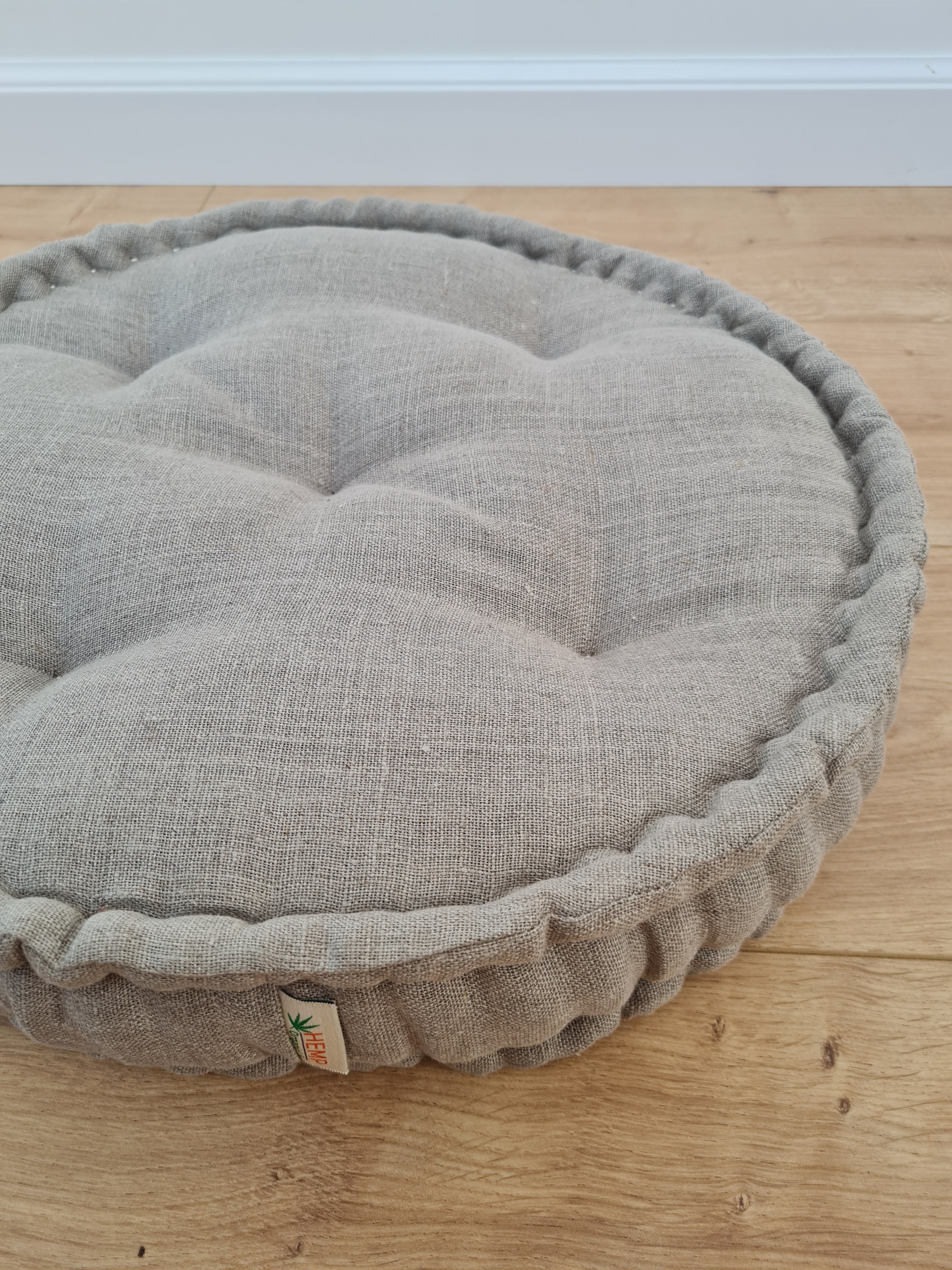 Round Hemp Cushion filled Hemp Fiber in natural Linen fabric organic Floor Chair cushion Meditation pillow custom made size
