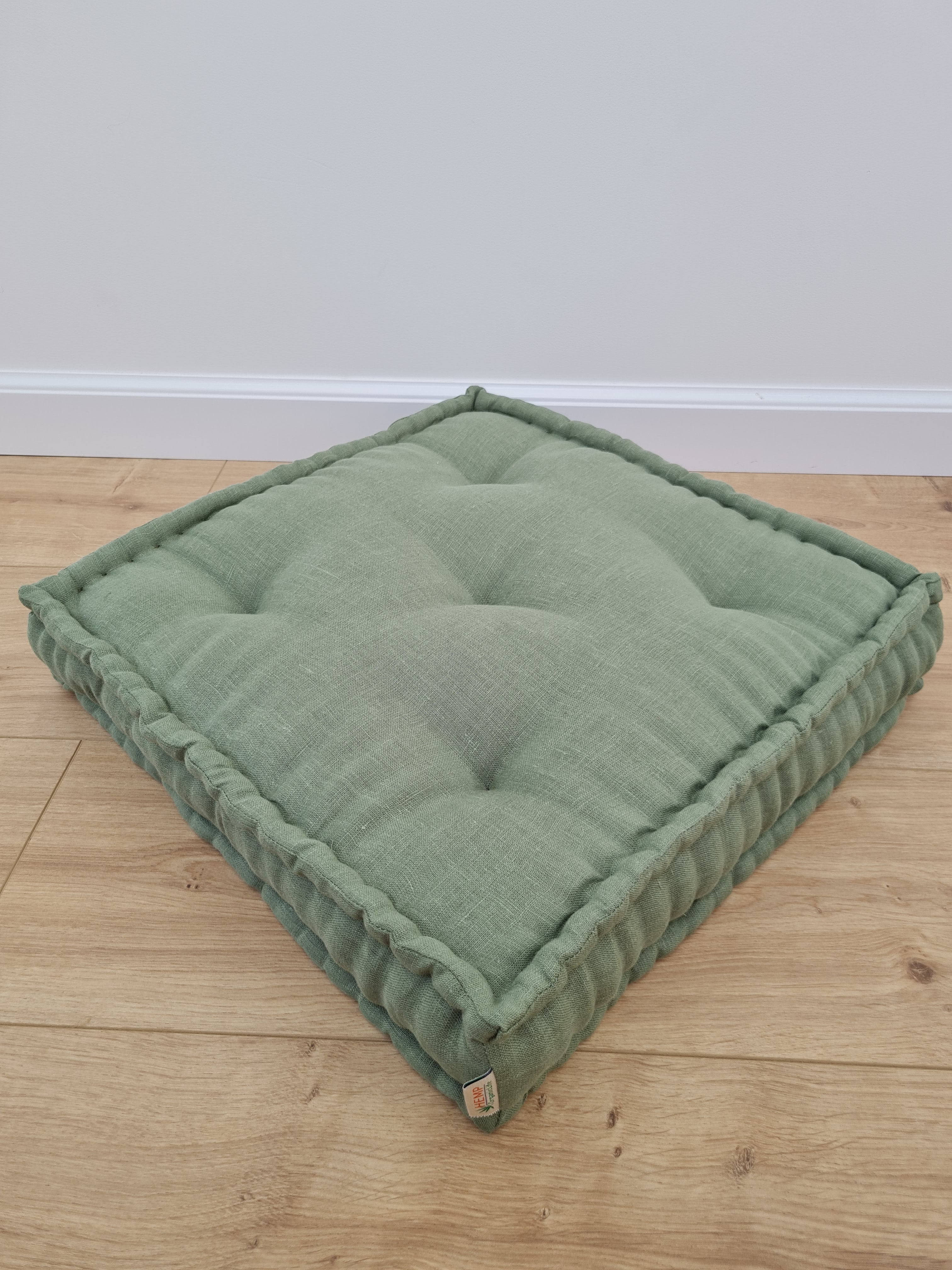 Hemp Linen Floor Cushion fileld organic Hemp Fiber in Natural Linen fabric / floor pillow Pillow seat/Meditation Yoga