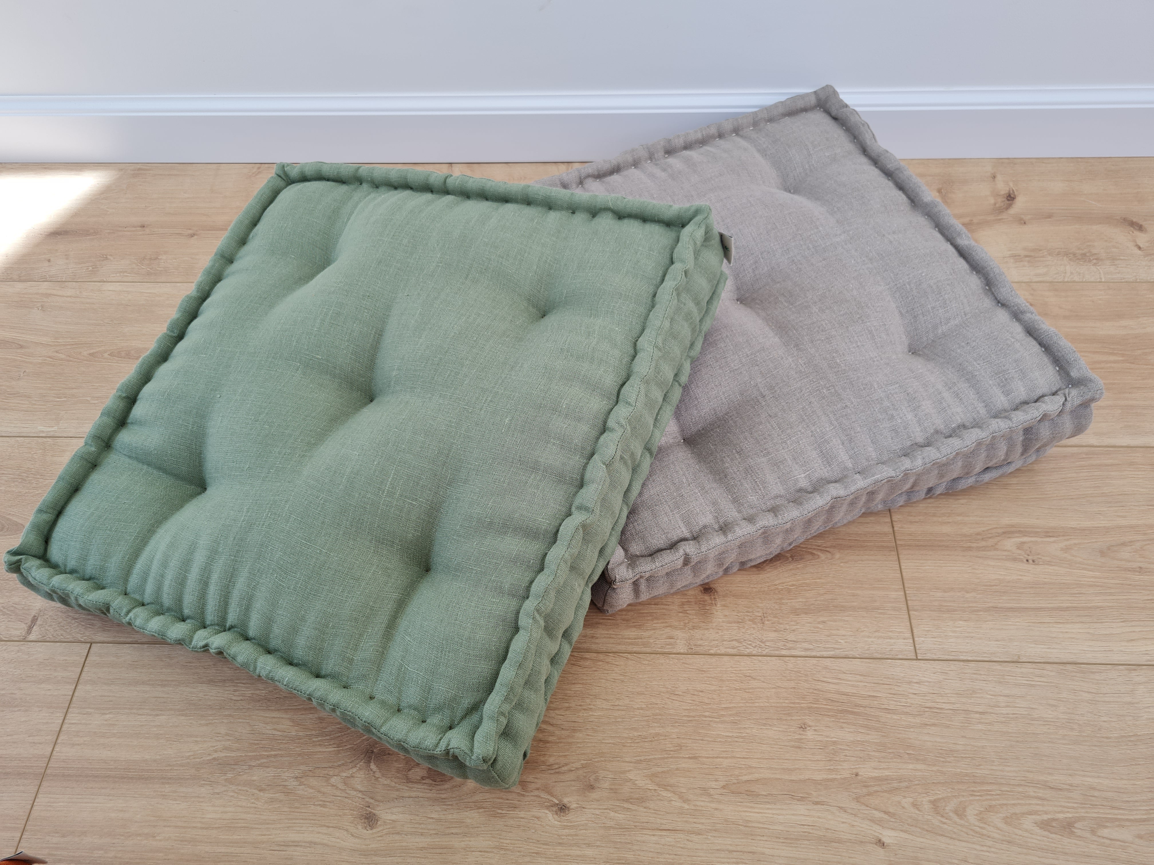 Hemp Linen Floor Cushion fileld organic Hemp Fiber in Natural Linen fabric / floor pillow Pillow seat/Meditation Yoga