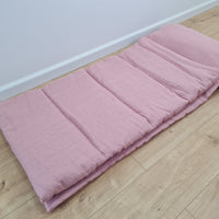 Kindergarten Hemp Linen Sleeping Bag with Pillow School Nap Mat Kids Organic Hemp Fiber Filling in coral pink Linen Fabric hand made