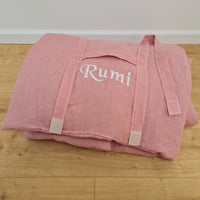 Kindergarten Hemp Linen Sleeping Bag with Pillow School Nap Mat Kids Organic Hemp Fiber Filling in coral pink Linen Fabric hand made