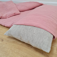 Kindergarten Hemp Linen Sleeping Bag with Pillow School Nap Mat Kids Organic Hemp Fiber Filling in coral pink Linen Fabric hand made