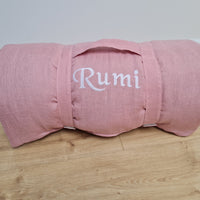 Kindergarten Hemp Linen Sleeping Bag with Pillow School Nap Mat Kids Organic Hemp Fiber Filling in coral pink Linen Fabric hand made