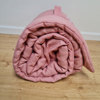 Kindergarten Hemp Linen Sleeping Bag with Pillow School Nap Mat Kids Organic Hemp Fiber Filling in coral pink Linen Fabric hand made