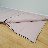 Thick HEMP Sleeping bag in washed ashen pink linen fabric- organic hemp fiber filling + linen fabric - blanket quilt, hand made