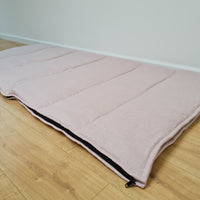 Thick HEMP Sleeping bag in washed ashen pink linen fabric- organic hemp fiber filling + linen fabric - blanket quilt, hand made