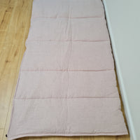 Thick HEMP Sleeping bag in washed ashen pink linen fabric- organic hemp fiber filling + linen fabric - blanket quilt, hand made