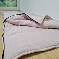 Thick HEMP Sleeping bag in washed ashen pink linen fabric- organic hemp fiber filling + linen fabric - blanket quilt, hand made