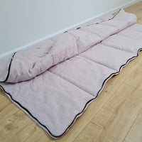 Thick HEMP Sleeping bag in washed ashen pink linen fabric- organic hemp fiber filling + linen fabric - blanket quilt, hand made