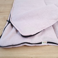 Thick HEMP Sleeping bag in washed ashen pink linen fabric- organic hemp fiber filling + linen fabric - blanket quilt, hand made