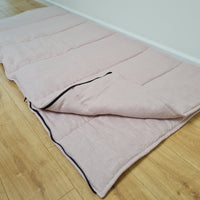 Thick HEMP Sleeping bag in washed ashen pink linen fabric- organic hemp fiber filling + linen fabric - blanket quilt, hand made