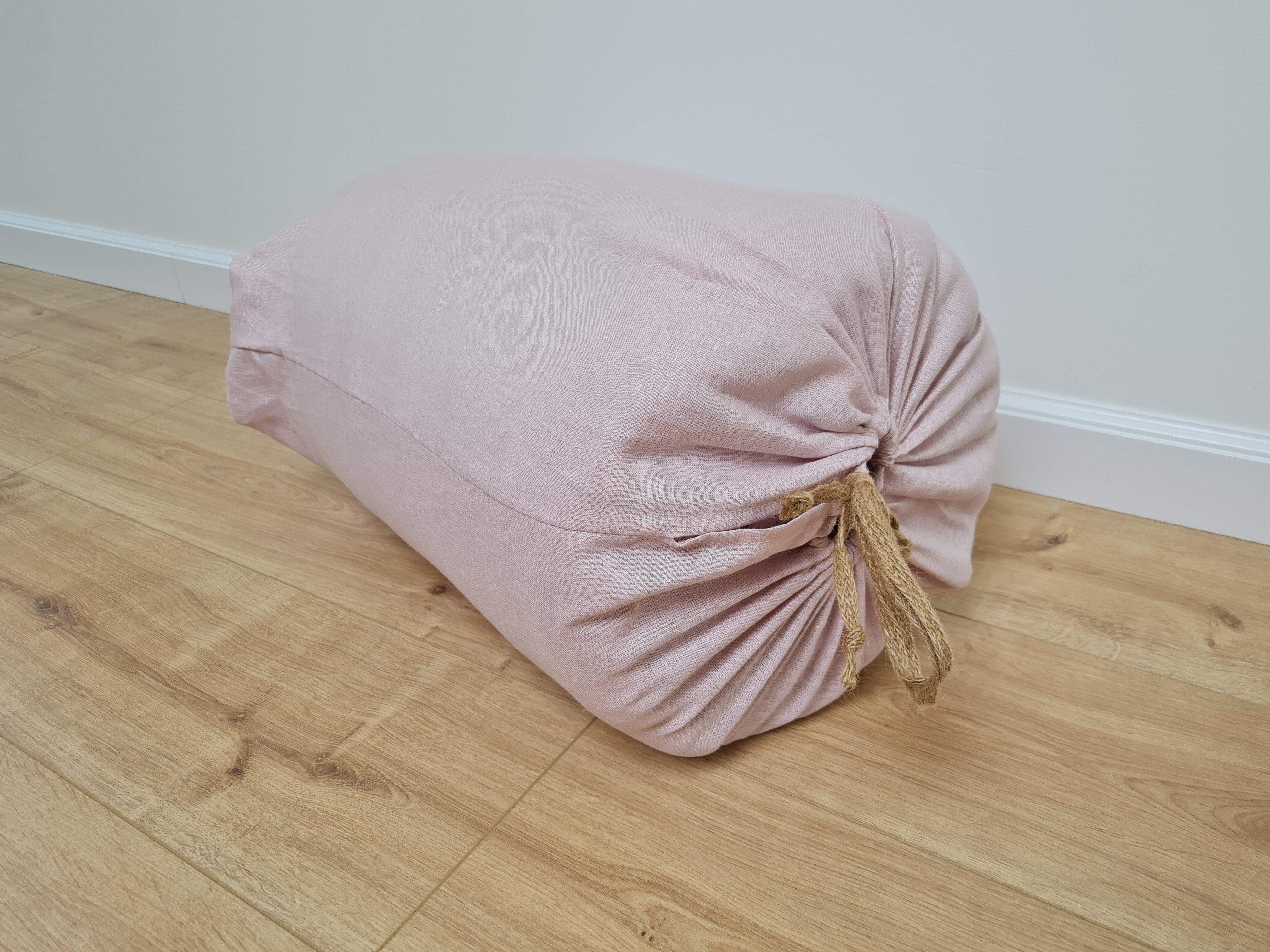 Thick HEMP Sleeping bag in washed ashen pink linen fabric- organic hemp fiber filling + linen fabric - blanket quilt, hand made