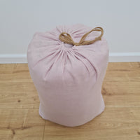 Thick HEMP Sleeping bag in washed ashen pink linen fabric- organic hemp fiber filling + linen fabric - blanket quilt, hand made