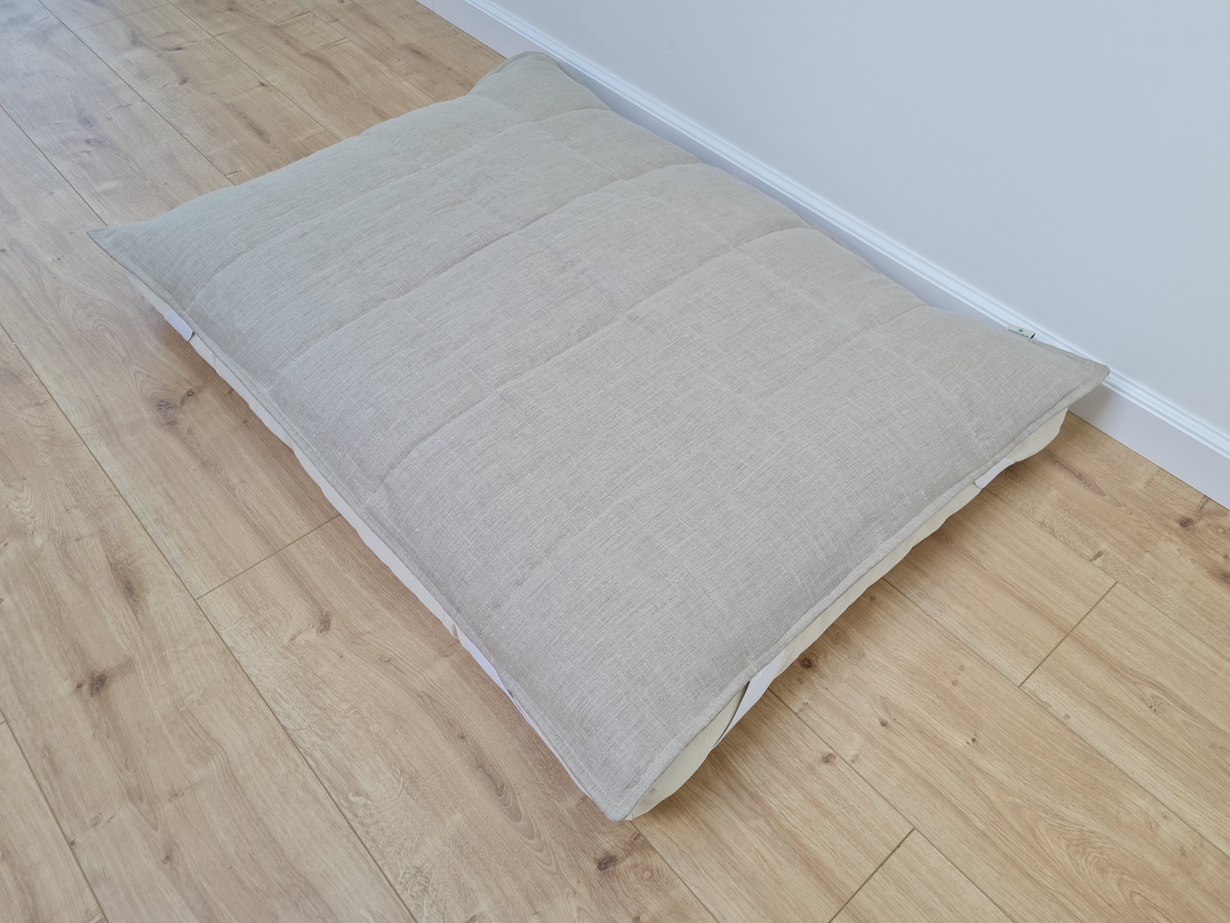 Organic Hemp Linen quilted Cover \ protector for Pet Mat Pad filled Hemp Fiber in non-dyed linen fabric