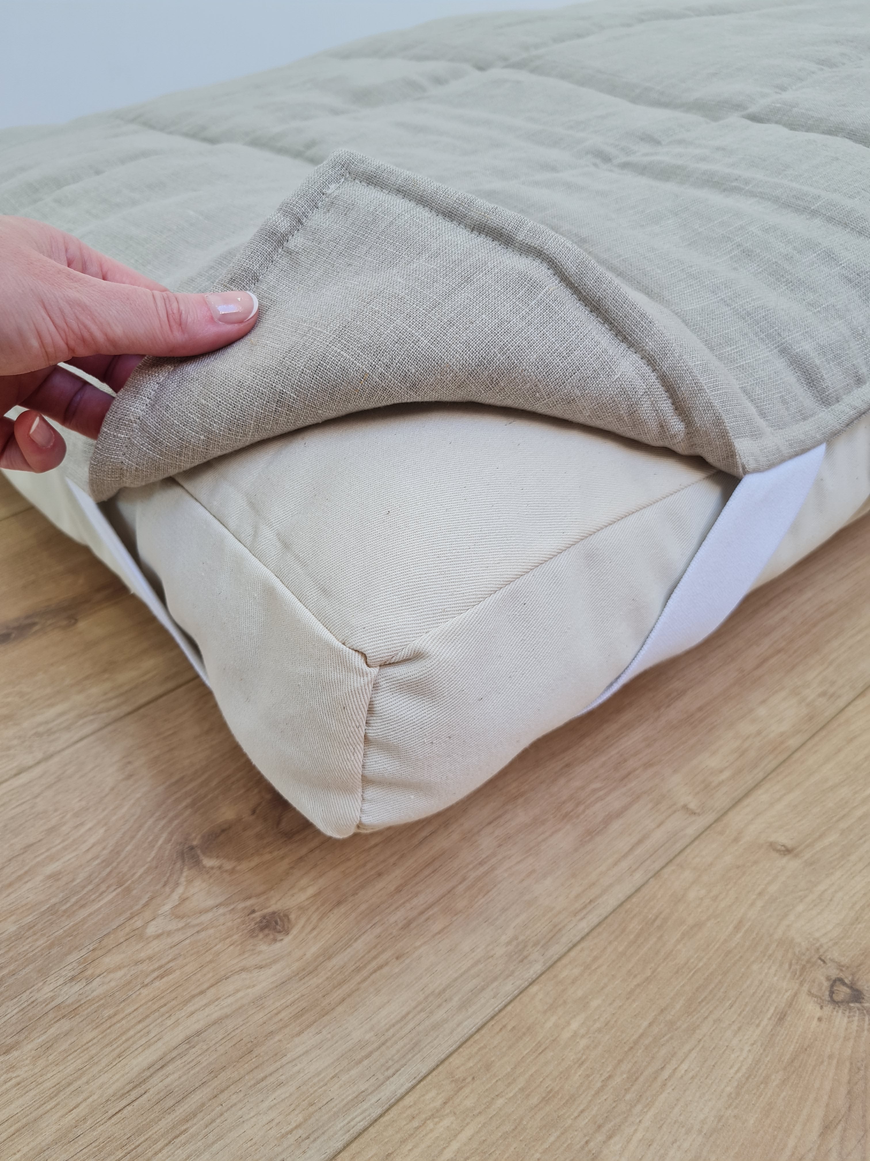 Organic Hemp Linen quilted Cover \ protector for Pet Mat Pad filled Hemp Fiber in non-dyed linen fabric
