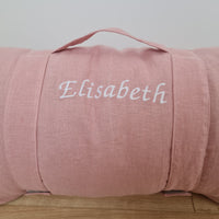 Kindergarten Hemp Linen Sleeping Bag with Pillow School Nap Mat Kids Organic Hemp Fiber Filling in coral pink Linen Fabric hand made