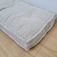 Hemp Custom madeWindow Mudroom Floor bench cushion filled organic hemp fiber in natural non-dyed light gray linen fabric all natural pillow