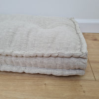Hemp Custom madeWindow Mudroom Floor bench cushion filled organic hemp fiber in natural non-dyed light gray linen fabric all natural pillow