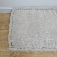 Hemp Custom madeWindow Mudroom Floor bench cushion filled organic hemp fiber in natural non-dyed light gray linen fabric all natural pillow