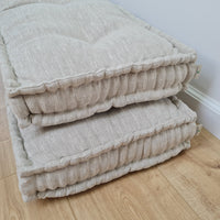 Hemp Custom madeWindow Mudroom Floor bench cushion filled organic hemp fiber in natural non-dyed light gray linen fabric all natural pillow