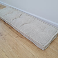 Hemp Custom madeWindow Mudroom Floor bench cushion filled organic hemp fiber in natural non-dyed light gray linen fabric all natural pillow