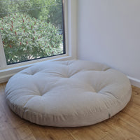 Round Hemp cushion Hemp fiber in non-dyed linen fabric natural organic Floor cushion