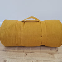Kindergarten Hemp Linen Sleeping Bag with Pillow School Nap Mat Kids Organic Hemp Fiber Filling in mustard Linen Fabric hand made
